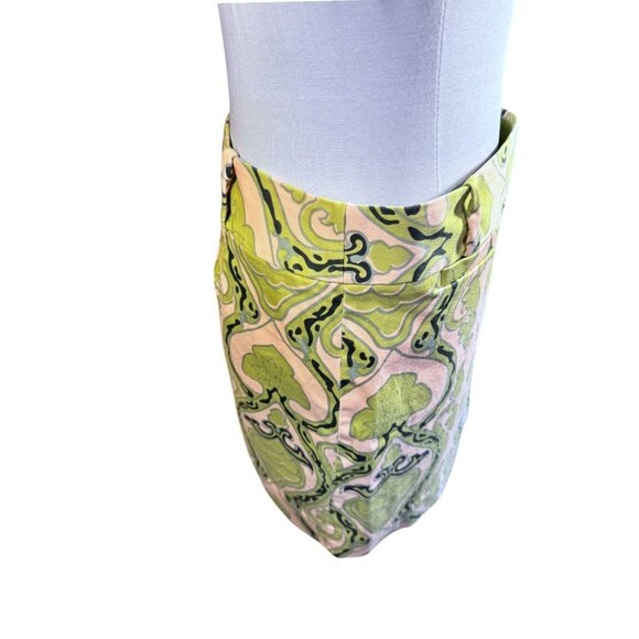 J.Crew Womens Size 4 Green & Pink Brocade Mini Skirt With Side Zipper - Picture 7 of 8